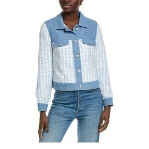 Chic Blue and White Jean Jacket